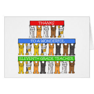 Lehrkraft der 11. Klasse dankt Cartoon-Katzen