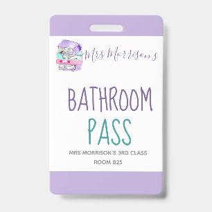 Lehrkraft violettes Badezimmer-Pass-Abzeichen Ausweis