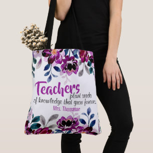 Lehrkräfte Pflanze Samen des Wissens Lehrername Tasche
