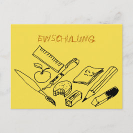 Lehrmittel auf Einladung zur Einschulung Postkarte