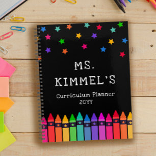 Lehrplan für schwarze Crayons & Stars Lehrer Planer