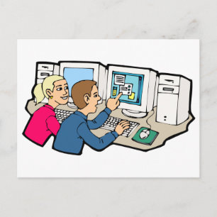 Lehrveranstaltungen in der Computerklasse Postkarte