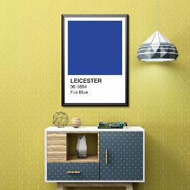 Leicester Fox Blue - White Border Poster