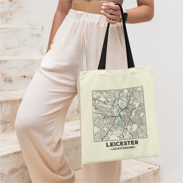 Leicester, Leicestershire City Map Tote Bag Tragetasche (Von Creator hochgeladen)