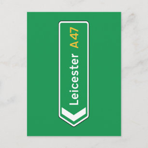 Leicester, UK Road Sign Postkarte