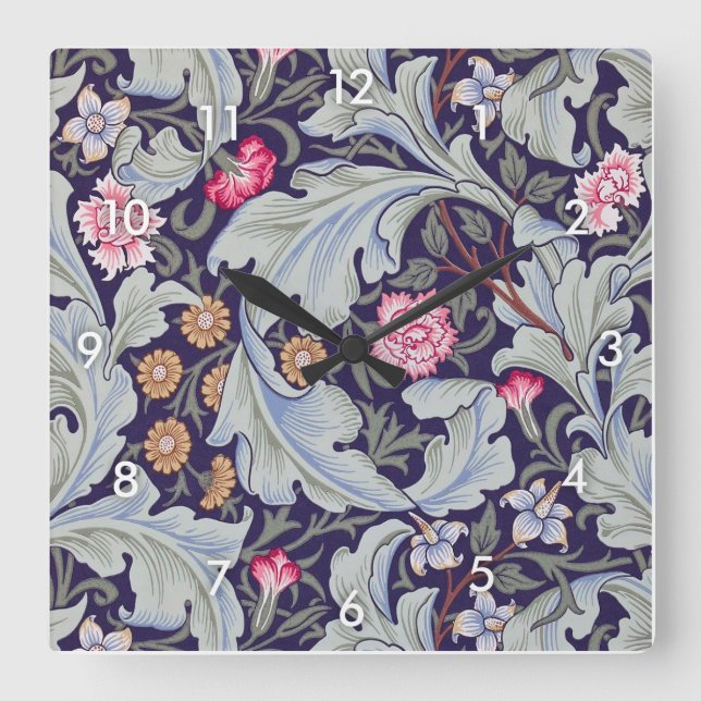 Leicester, William Morris Quadratische Wanduhr (Vorderseite)