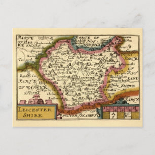 Leicestershire Landkreis England Alte antike Karte