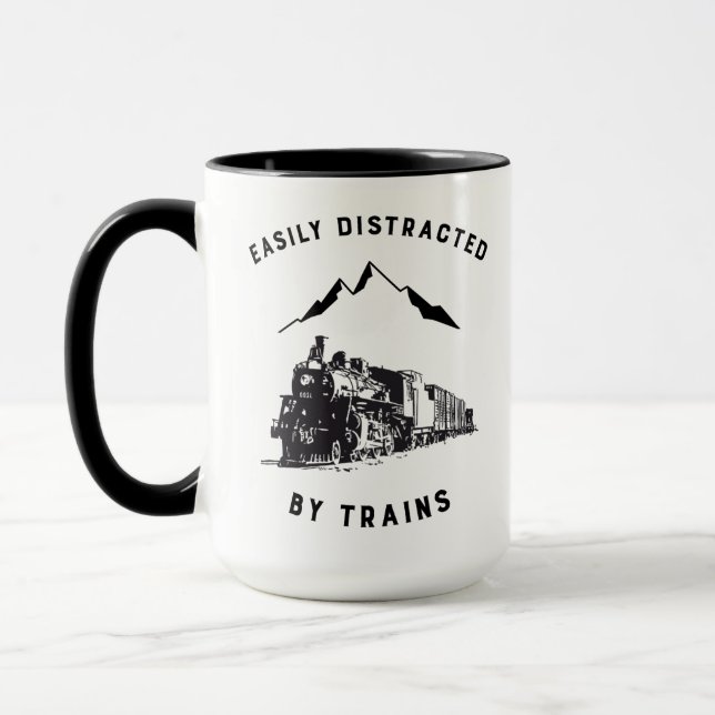 Leicht abgelegen durch Züge Funny Railroad Tasse (Links)