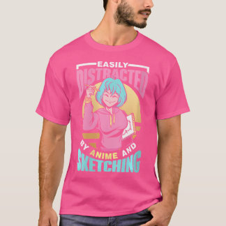 Leicht abgelenkt durch Anime und Skizzen T-Shirt
