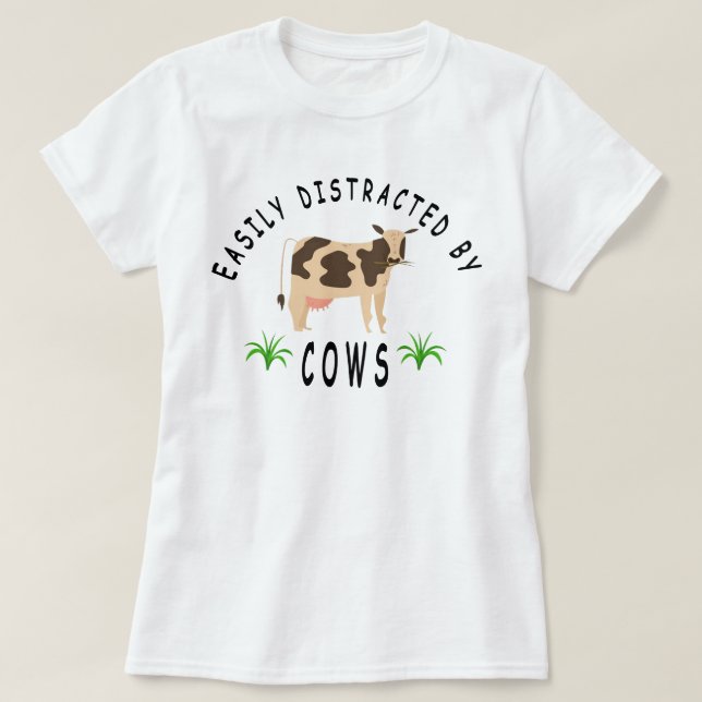 leicht abgelenkt durch Shirt der Kühe, Shirt der K (Design vorne)