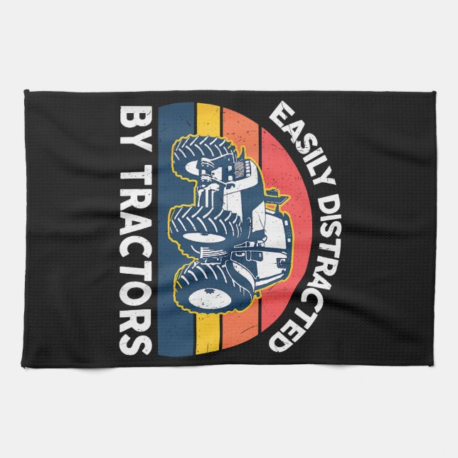 Leicht abgelenkt durch Traktoren-Shirt-Bauer F Geschirrtuch (Horizontal)