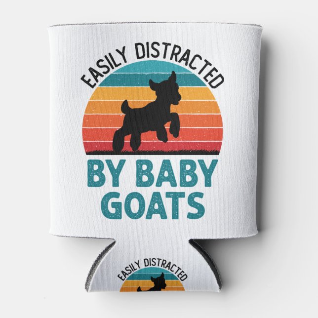 Leicht abgelenkt von Baby Goats Goat Bauer Dosenkühler (Vorderseite)