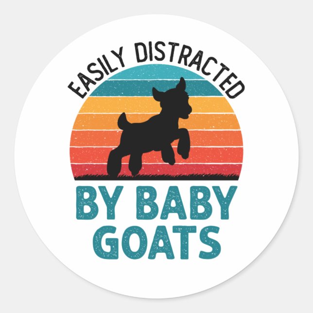 Leicht abgelenkt von Baby Goats Goat Bauer Runder Aufkleber (Vorderseite)