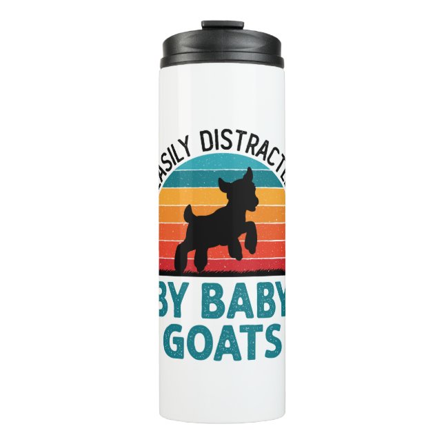 Leicht abgelenkt von Baby Goats Goat Bauer Thermosbecher (Vorderseite)