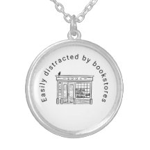 Leicht abgelenkt von Buchläden Silver Necklace
