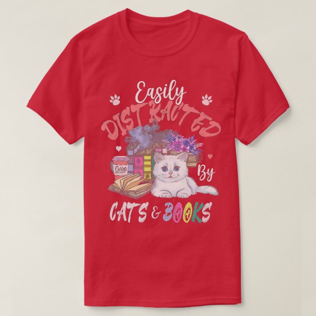 Leicht abgelenkt von Cat BookCat Owner Book Liebe T-Shirt (Design vorne)