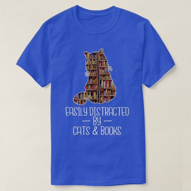 Leicht abgelenkt von Cats Books Lover Book Nerd L T-Shirt (Design vorne)