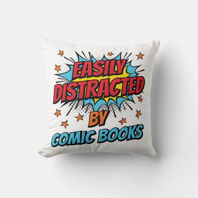 Leicht abgelenkt von Comic Books Comic Lover Kissen (Vorderseite)