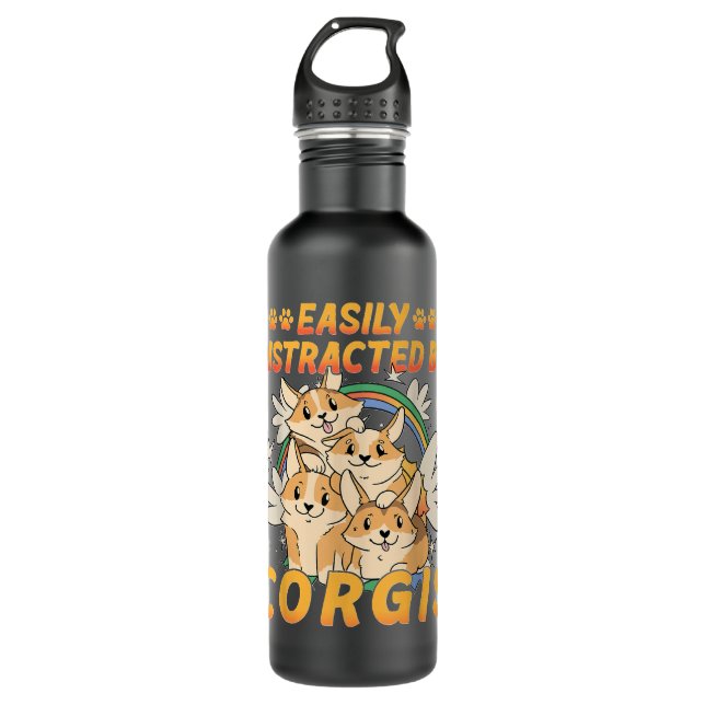 Leicht abgelenkt von Corgis Edelstahlflasche (Vorderseite)