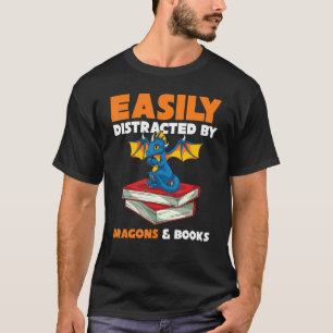 Leicht abgelenkt von Drachen und Bücher Retro Read T-Shirt