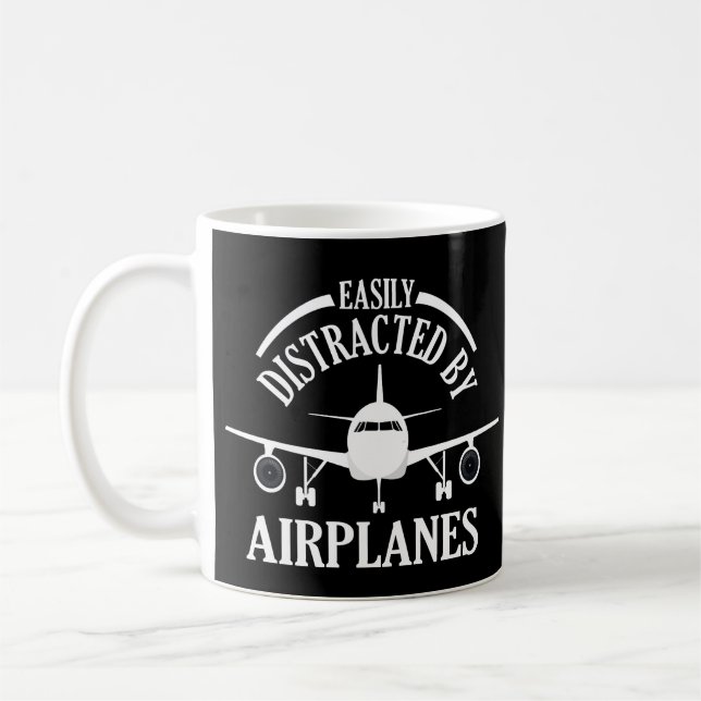 Leicht abgelenkt von Flugzeugen Funny Aviation Kaffeetasse (Links)