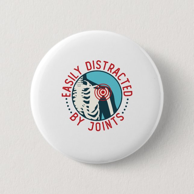 Leicht abgelenkt von Gelenken Funny Chiropraktor Button (Vorderseite)