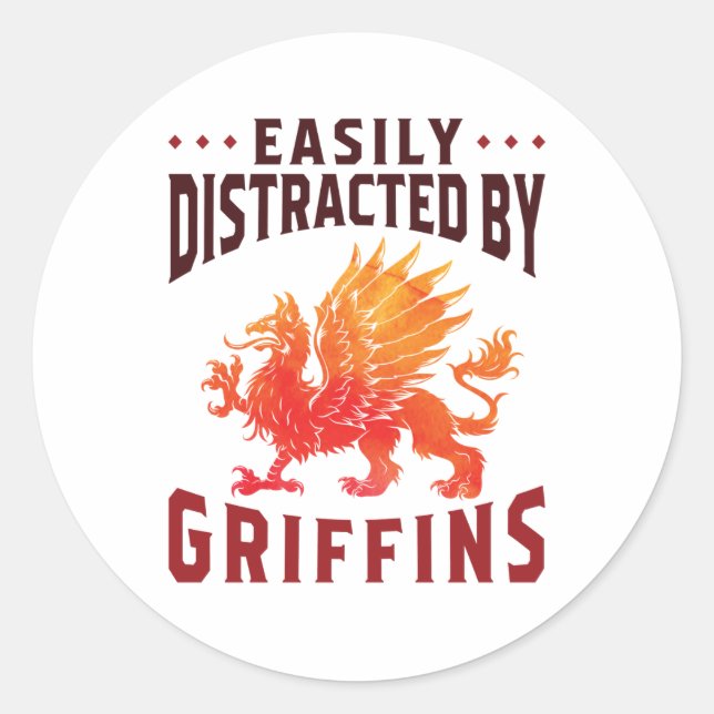 Leicht abgelenkt von Griffins Cool Fantasy Lover Runder Aufkleber (Vorderseite)