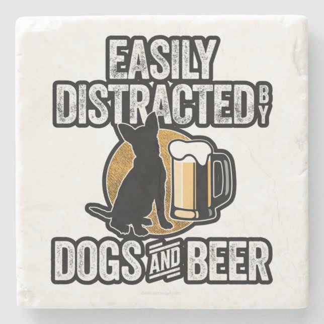 Leicht abgelenkt von Hunden und Biersteinen-Unters Steinuntersetzer (Vorderseite)