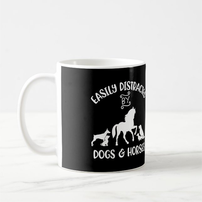 Leicht abgelenkt von Hunden und Pferden Frauen Pfe Kaffeetasse (Links)