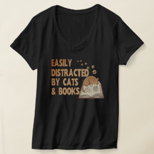 Leicht abgelenkt von Katzen & Büchern Black Cat T-Shirt