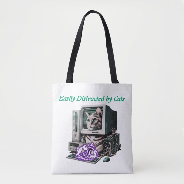 Leicht abgelenkt von Katzen - Funny Cat Tote Bag Tasche (Vorderseite)