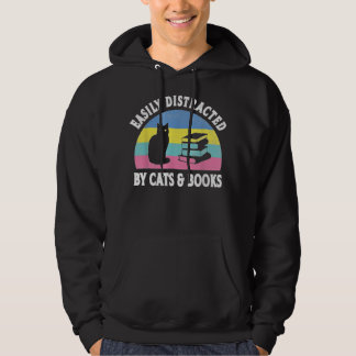 Leicht abgelenkt von Katzen und Büchern lustig Vin Hoodie