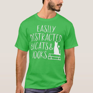 Leicht abgelenkt von Katzen und BüchernCute Book L T-Shirt