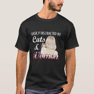 Leicht abgelenkt von Katzen und Frauen lustig Lesb T-Shirt