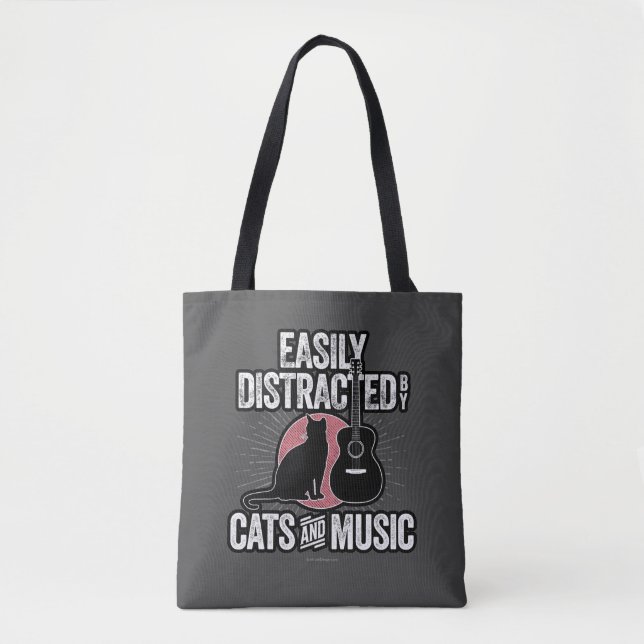 Leicht abgelenkt von Katzen und Musik Tasche (Vorderseite)