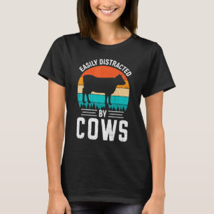 Leicht abgelenkt von Kühen Fun Niedliche Rindergra T-Shirt