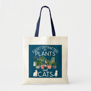 Leicht abgelenkt von Pflanze und Katzen Funny Cat Tragetasche