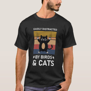 Leicht abgelenkt von Vögeln und Katzen lustig T-Shirt