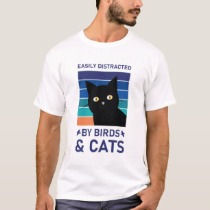 Leicht abgelenkt von Vögeln und Katzen lustig T-Shirt