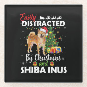 Leicht abgelenkt von Weihnachten shiba inu Hundesc Glasuntersetzer