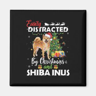 Leicht abgelenkt von Weihnachten shiba inu Hundesc Magnet