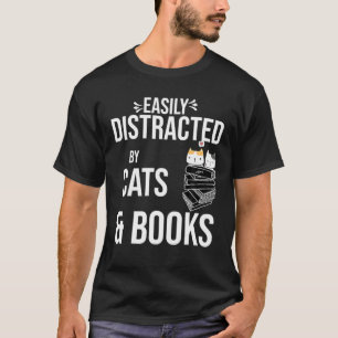 Leicht abgelenkte Katzen Bücher lustig T-Shirt