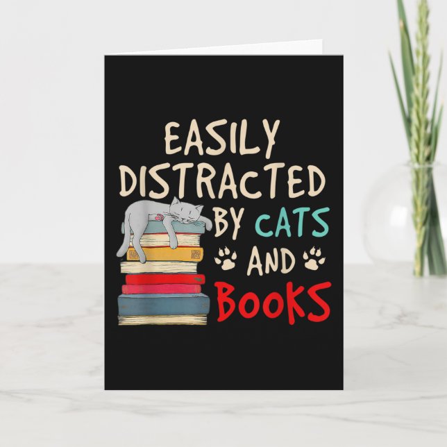 LEICHT ABGESCHLOSSEN VON KATZEN UND BÜCHERN KARTE (Vorderseite)