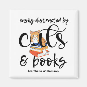 LEICHT ABGESCHLOSSEN VON KATZEN UND BÜCHERN MAGNET