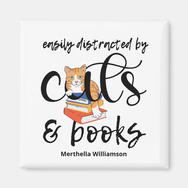 LEICHT ABGESCHLOSSEN VON KATZEN UND BÜCHERN MAGNET (Vorne)