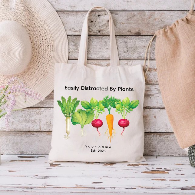 Leicht ablenkbar durch Pflanze / Aquarellpflanze Tragetasche (Easily Distracted By Plants / Watercolor vegetable Tote Bag)