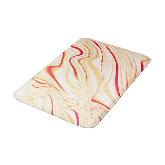 Leicht, beige, rot, kurvenförmig badematte (Schrägansicht)