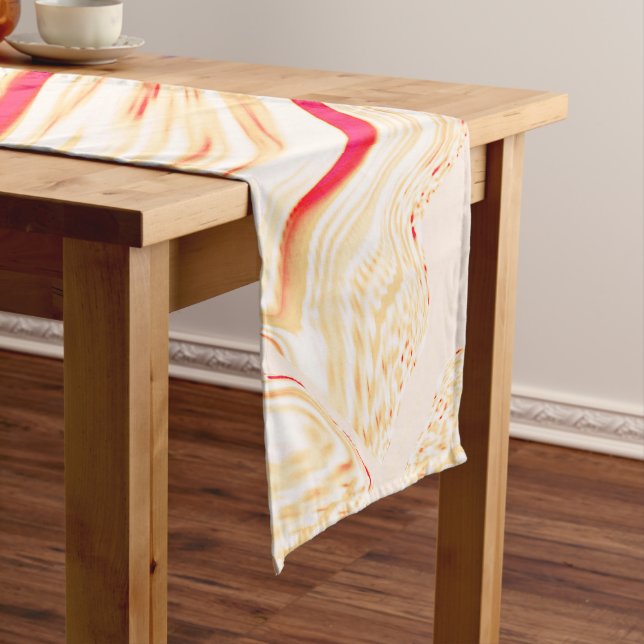 Leicht, beige, rote, rosa Kurve Kurzer Tischläufer (Beispiel)