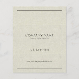 Leicht cremefarbene Leinentext schwarze Typografie Flyer