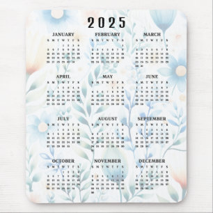 Leicht florales Design 2025 Kalender Mousepad